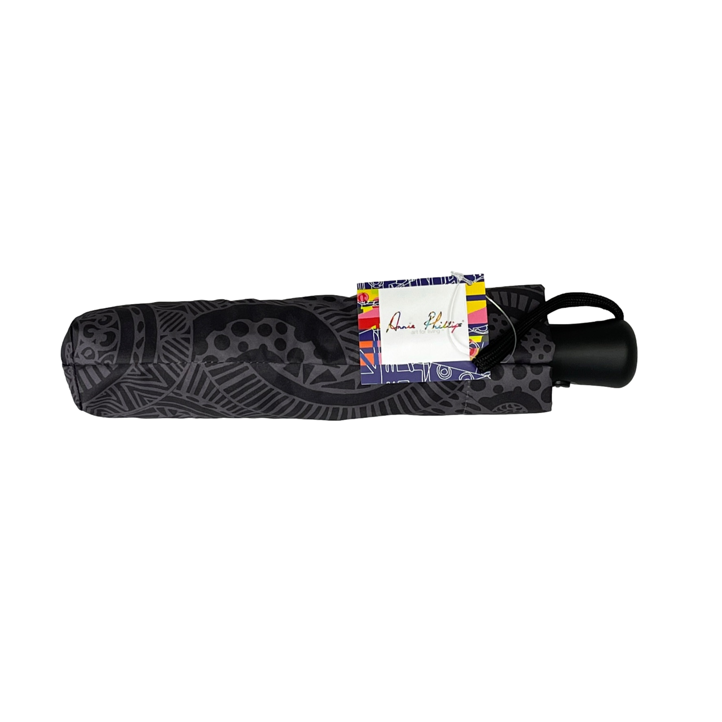 Annie Phillips Circles Folding Umbrella Charcoal