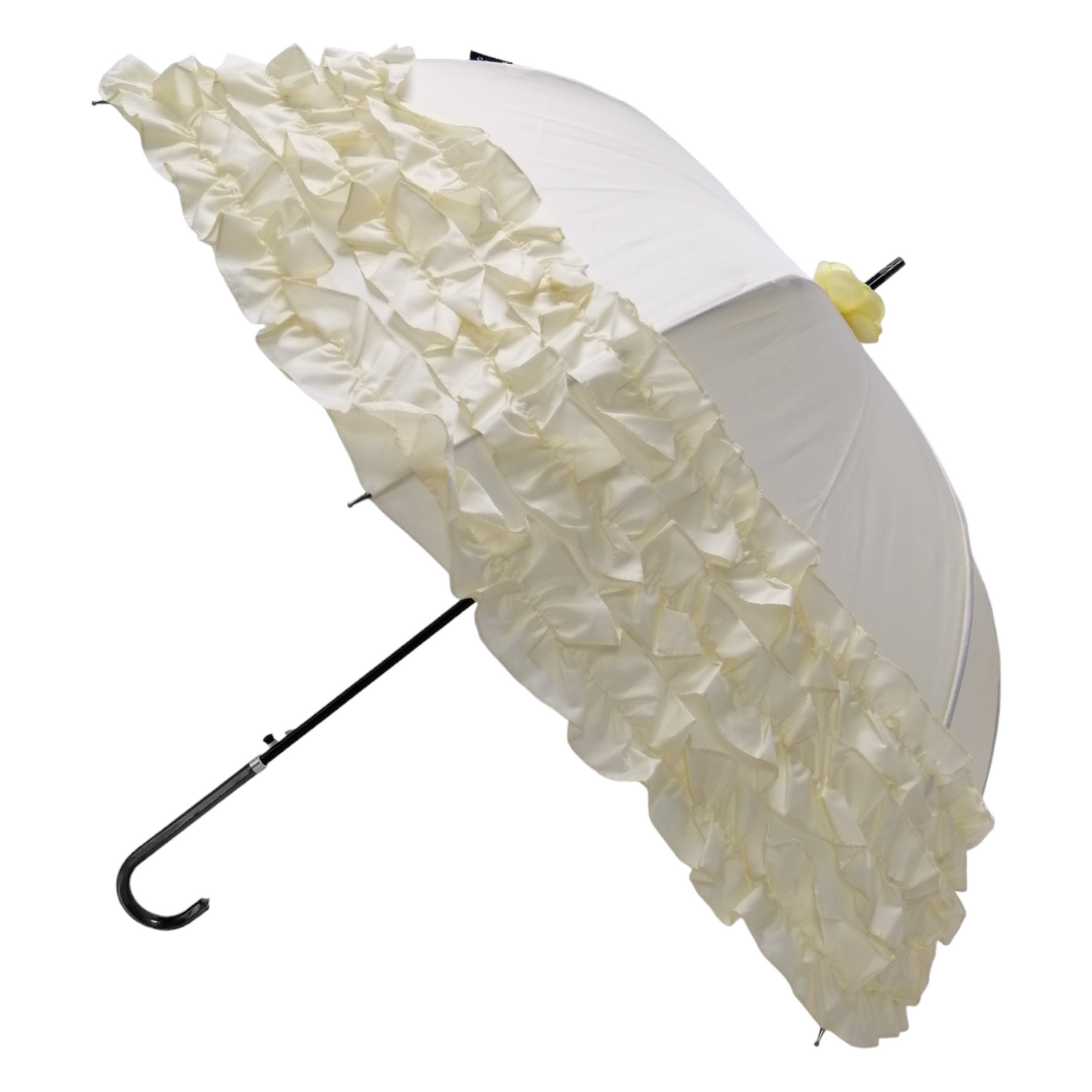 Boutique Triple Frill Stick Auto Umbrella Beige