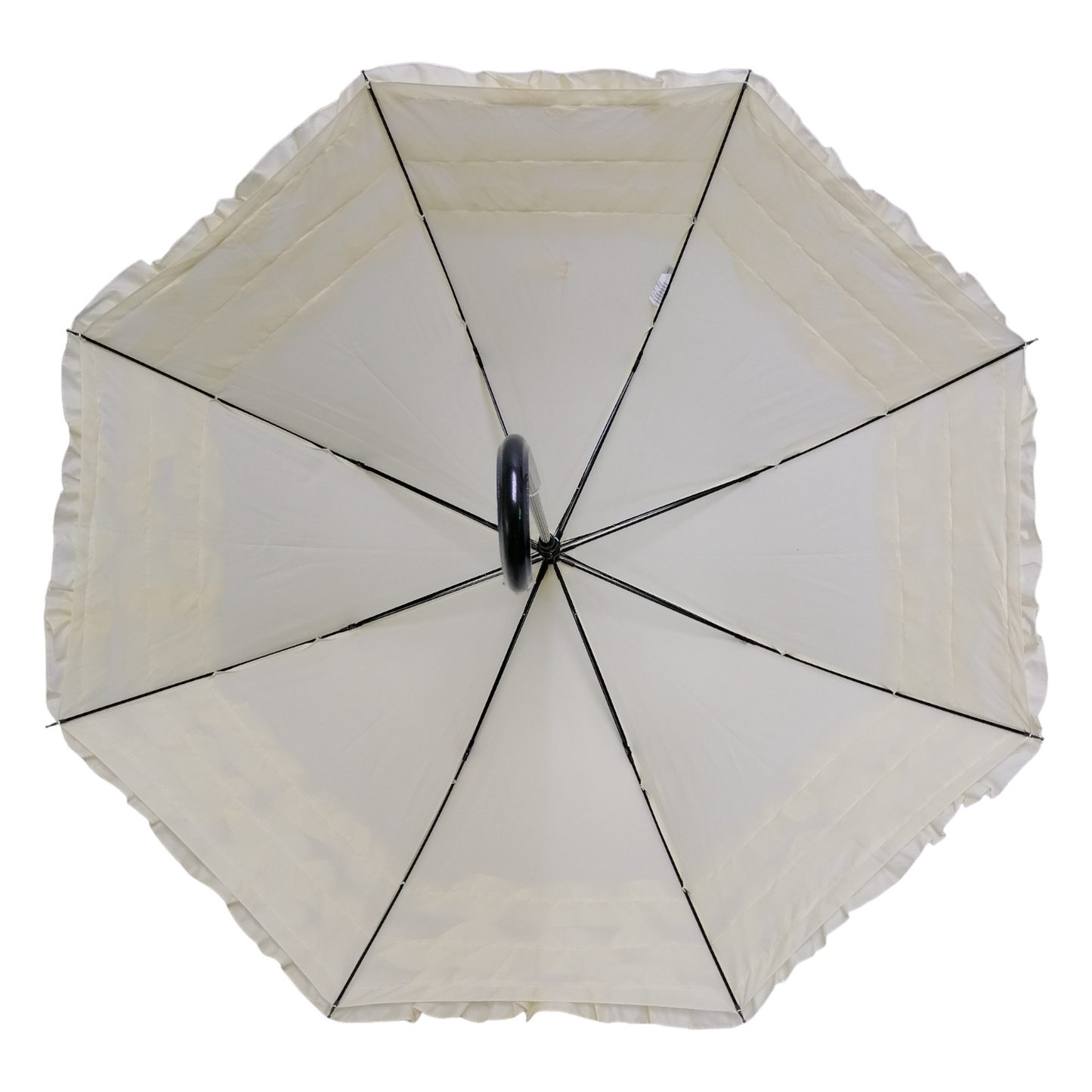 Boutique Triple Frill Stick Auto Umbrella Beige
