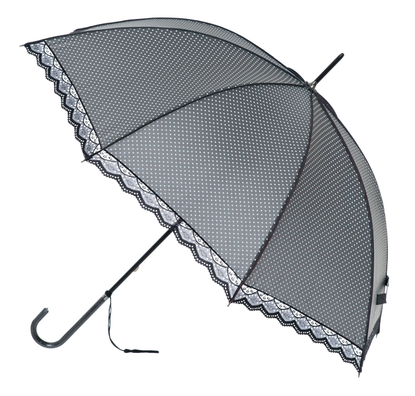 Boutique Classic with Lace Piped Charcoal/White Umbrella