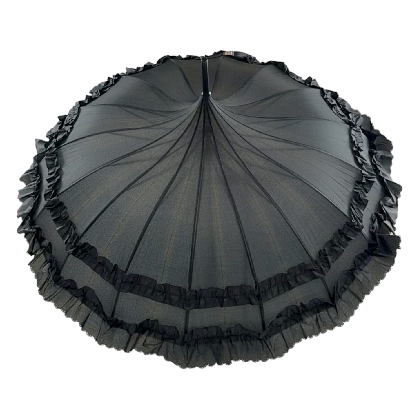Boutique Frilled Pagoda Umbrella Black