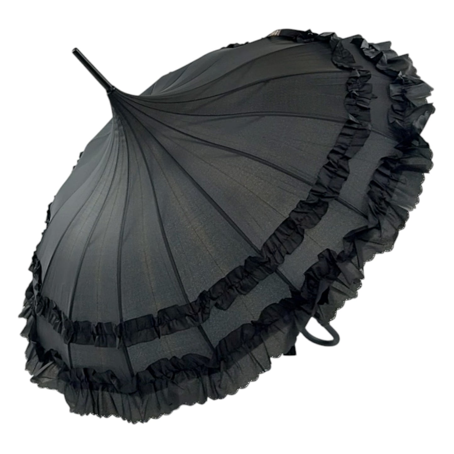 Boutique Frilled Pagoda Umbrella Black
