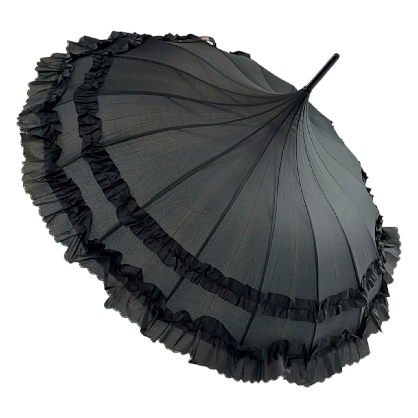 Boutique Frilled Pagoda Umbrella Black