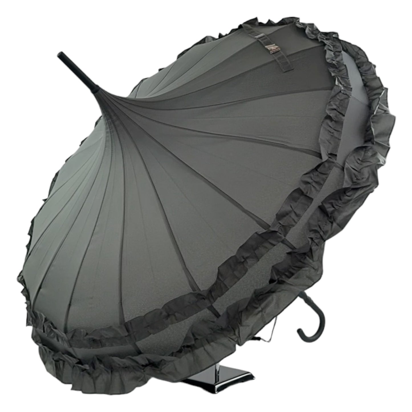 Boutique Frilled Pagoda Umbrella Grey