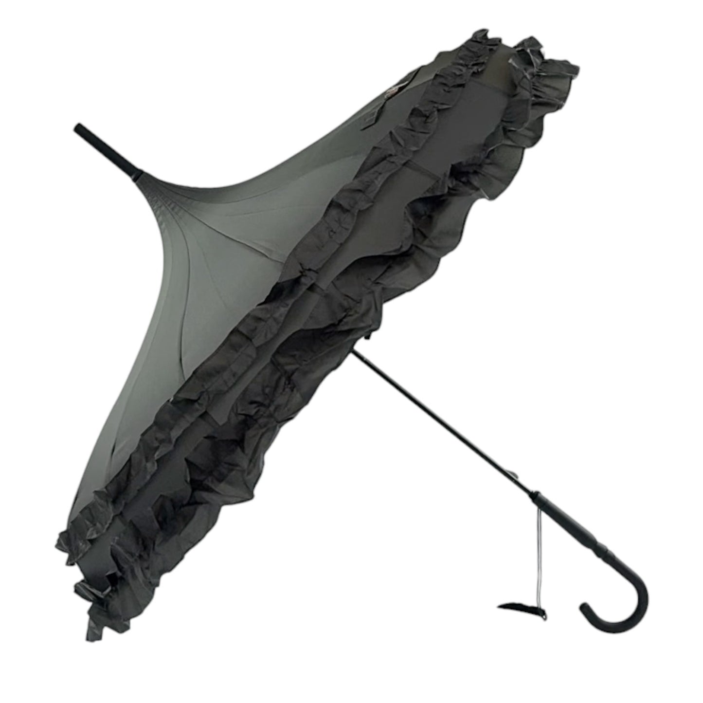Boutique Frilled Pagoda Umbrella Grey