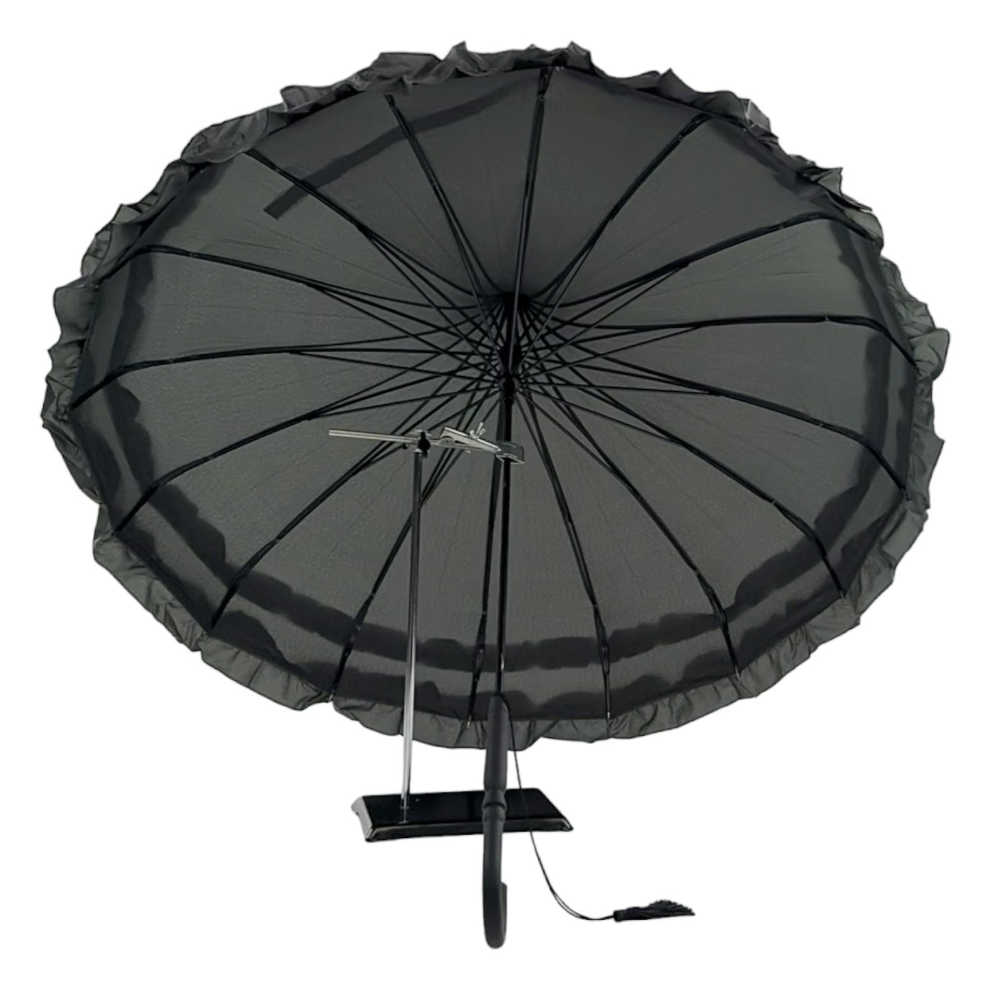 Boutique Frilled Pagoda Umbrella Grey