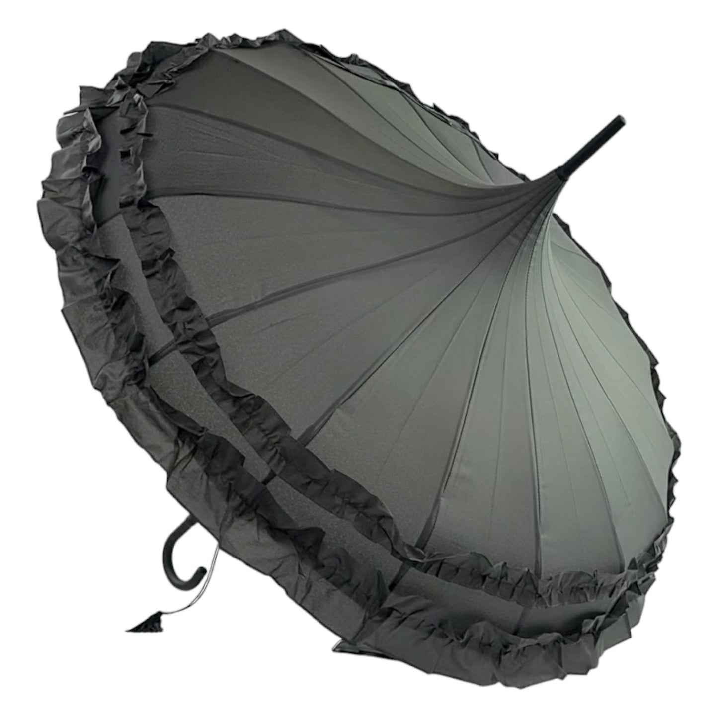 Boutique Frilled Pagoda Umbrella Grey