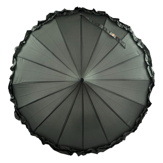Boutique Frilled Pagoda Umbrella Grey