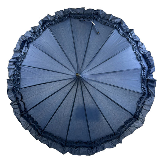 Boutique Frilled Pagoda Umbrella Navy
