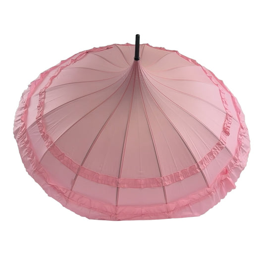 Boutique Frilled Pagoda Umbrella Pink