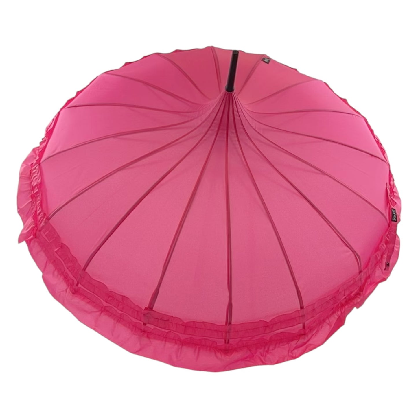 Boutique Frilled Pagoda Umbrella Rose Red