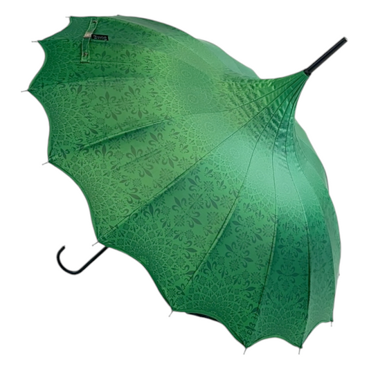 Boutique Patterned Pagoda with Scalloped edge Green