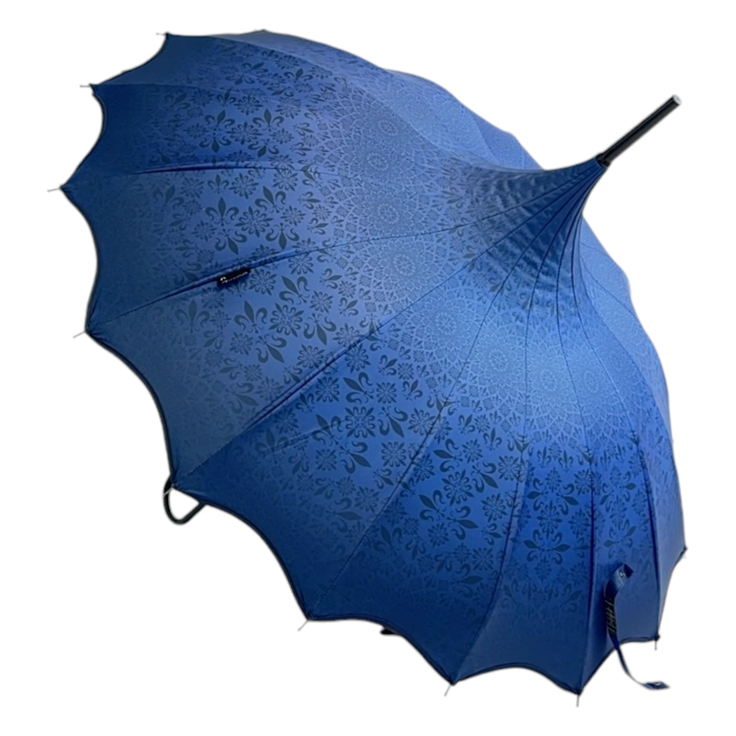 Boutique Patterned Pagoda with Scalloped edge Navy