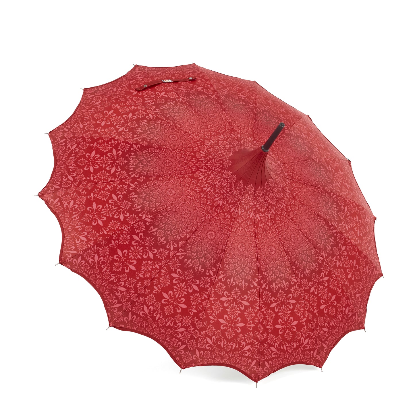 Boutique Patterned Pagoda with Scalloped edge Red