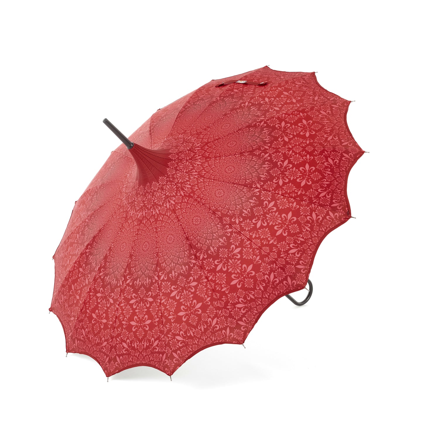 Boutique Patterned Pagoda with Scalloped edge Red