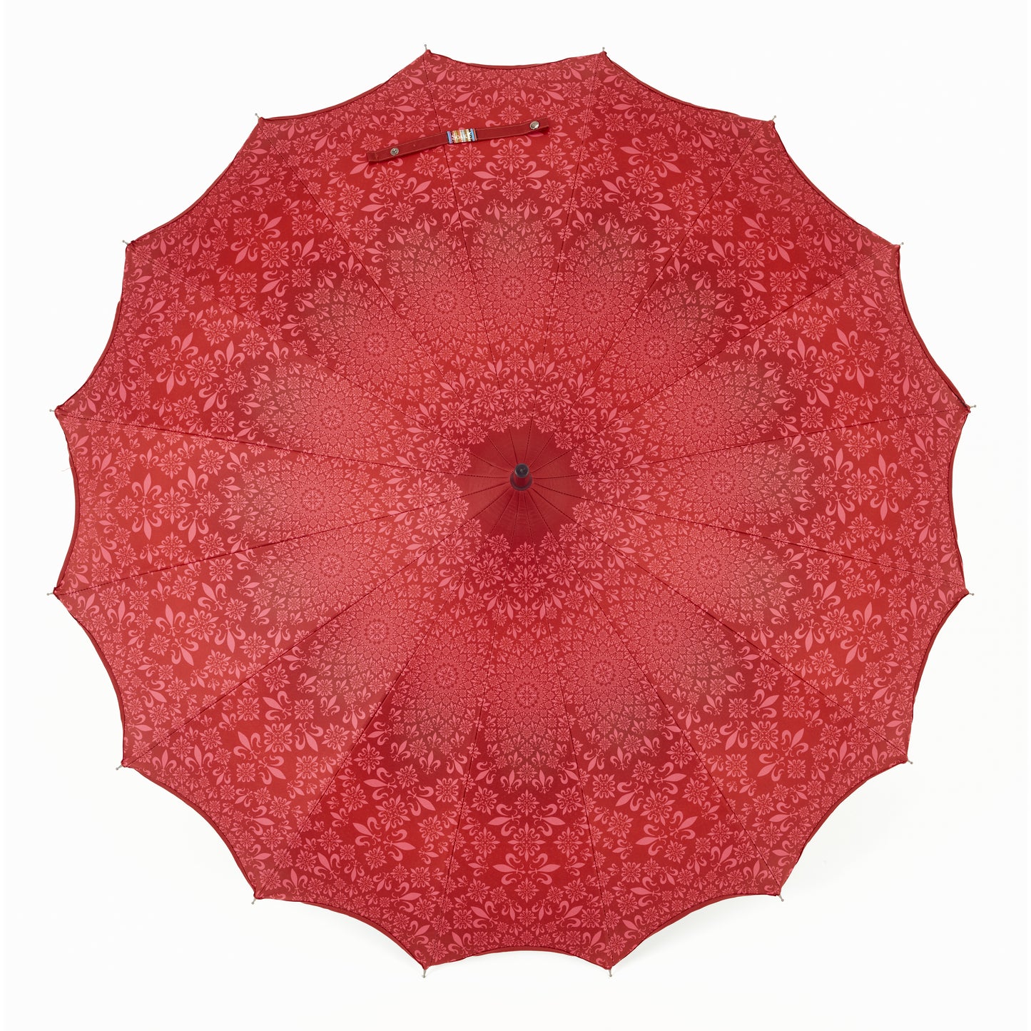 Boutique Patterned Pagoda with Scalloped edge Red