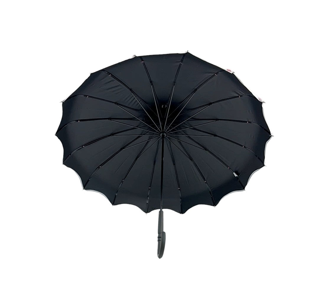 Boutique Polka Dot Ribbed Pagoda Umbrella Pink