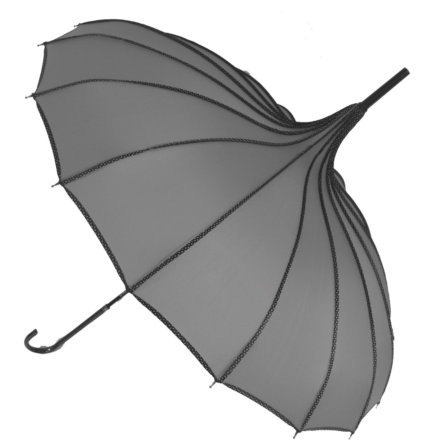 Boutique RIBBED Pagoda Umbrella Grey