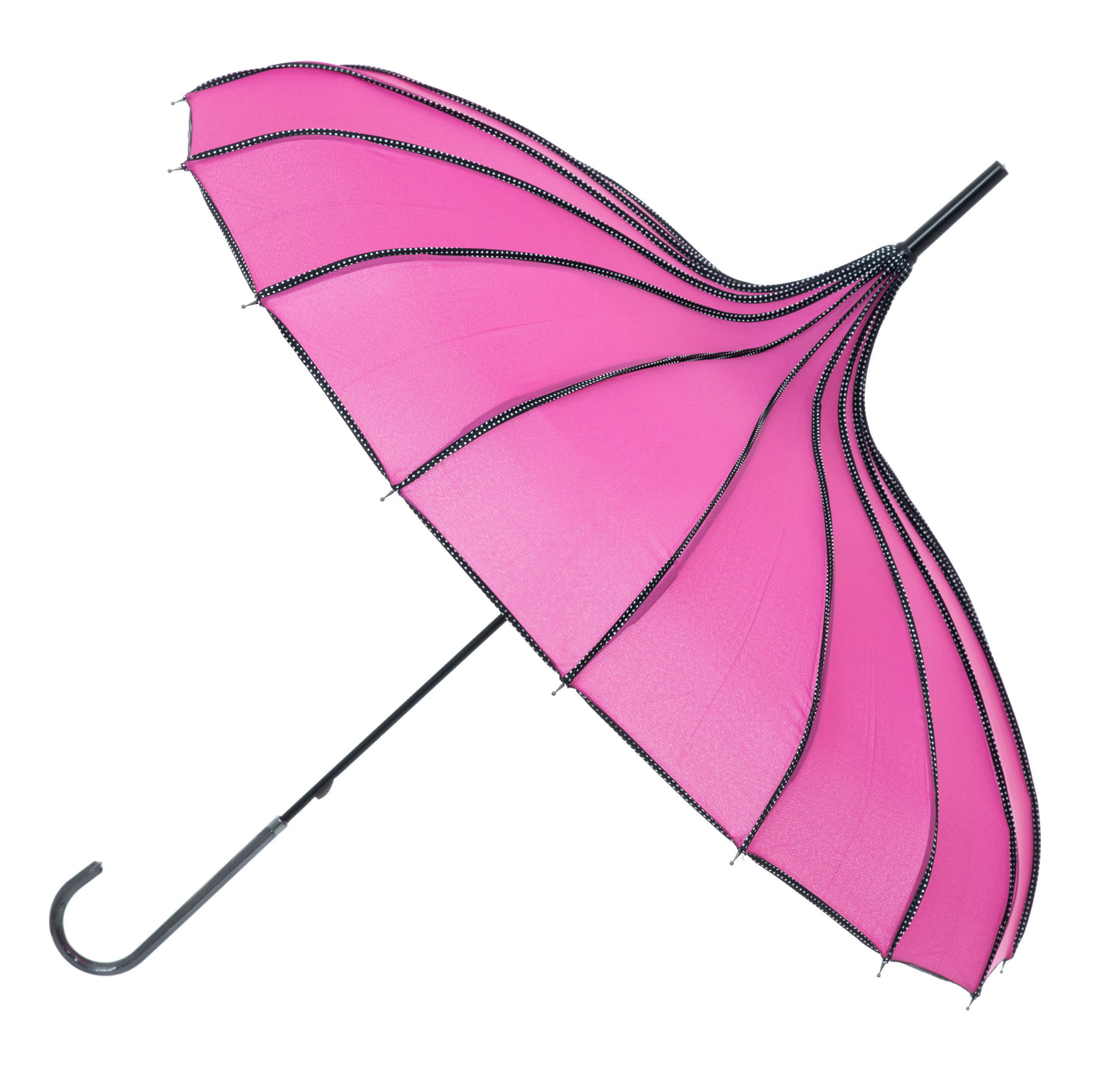 Boutique RIBBED Pagoda Umbrella Rose Red