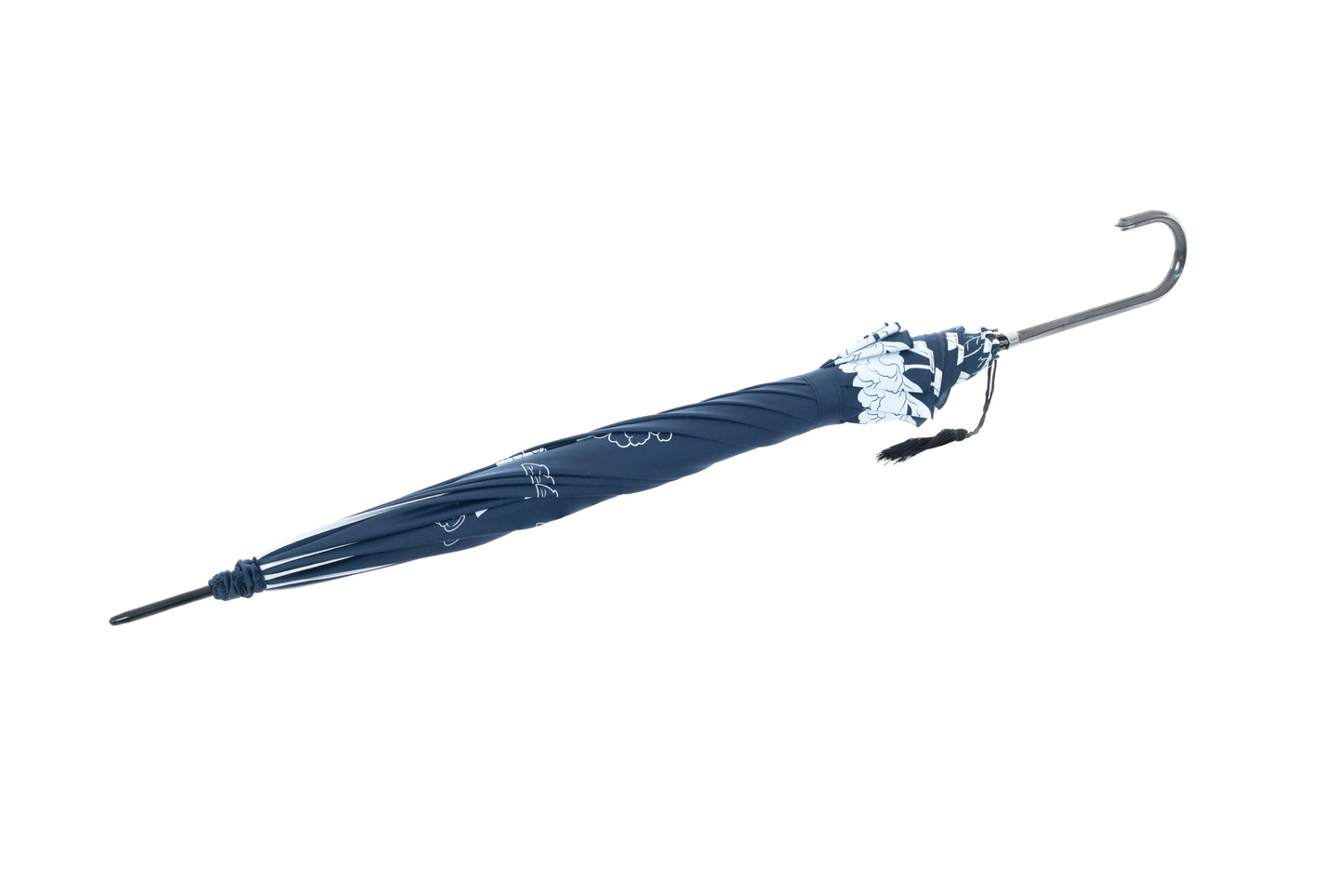 Boutique Vintage Print Navy/White Leaves