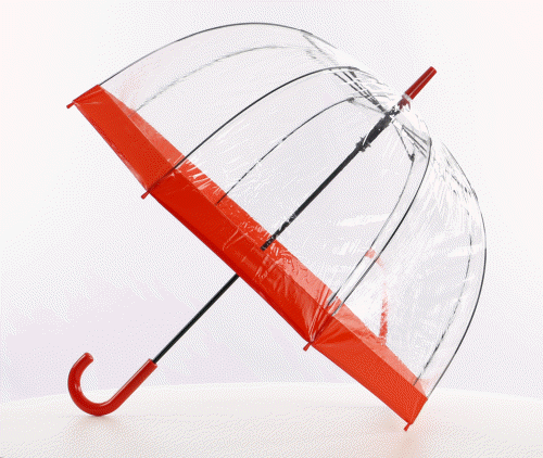 Everyday Clear Vinyl Dome Umbrella Red