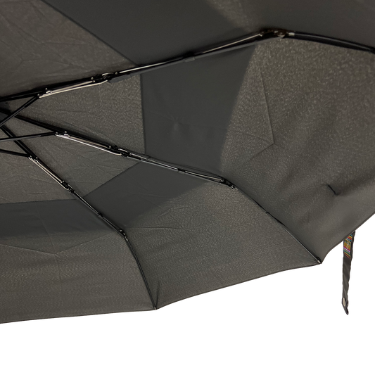 Gents Auto Compact Umbrella Black (Wood effect/Matt ABS handle)