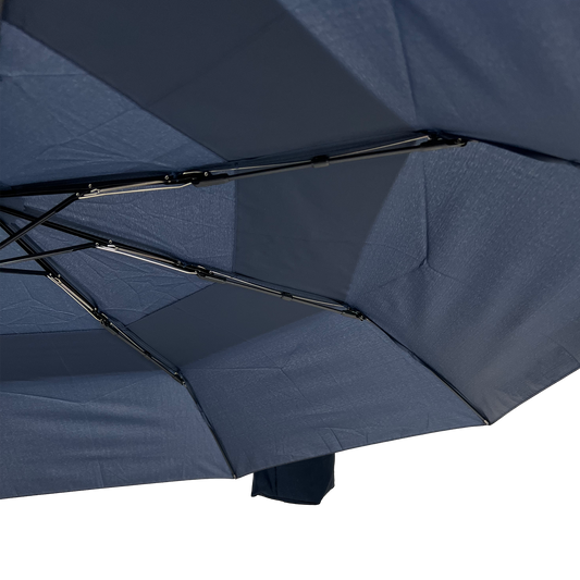Gents Auto Compact Umbrella Navy with hook handle