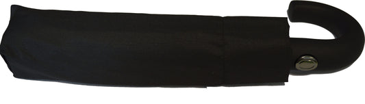 Gents Auto Compact Umbrella Black with hook handle