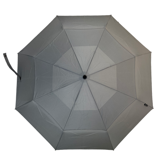 Gents Auto Compact Umbrella Grey with hook handle