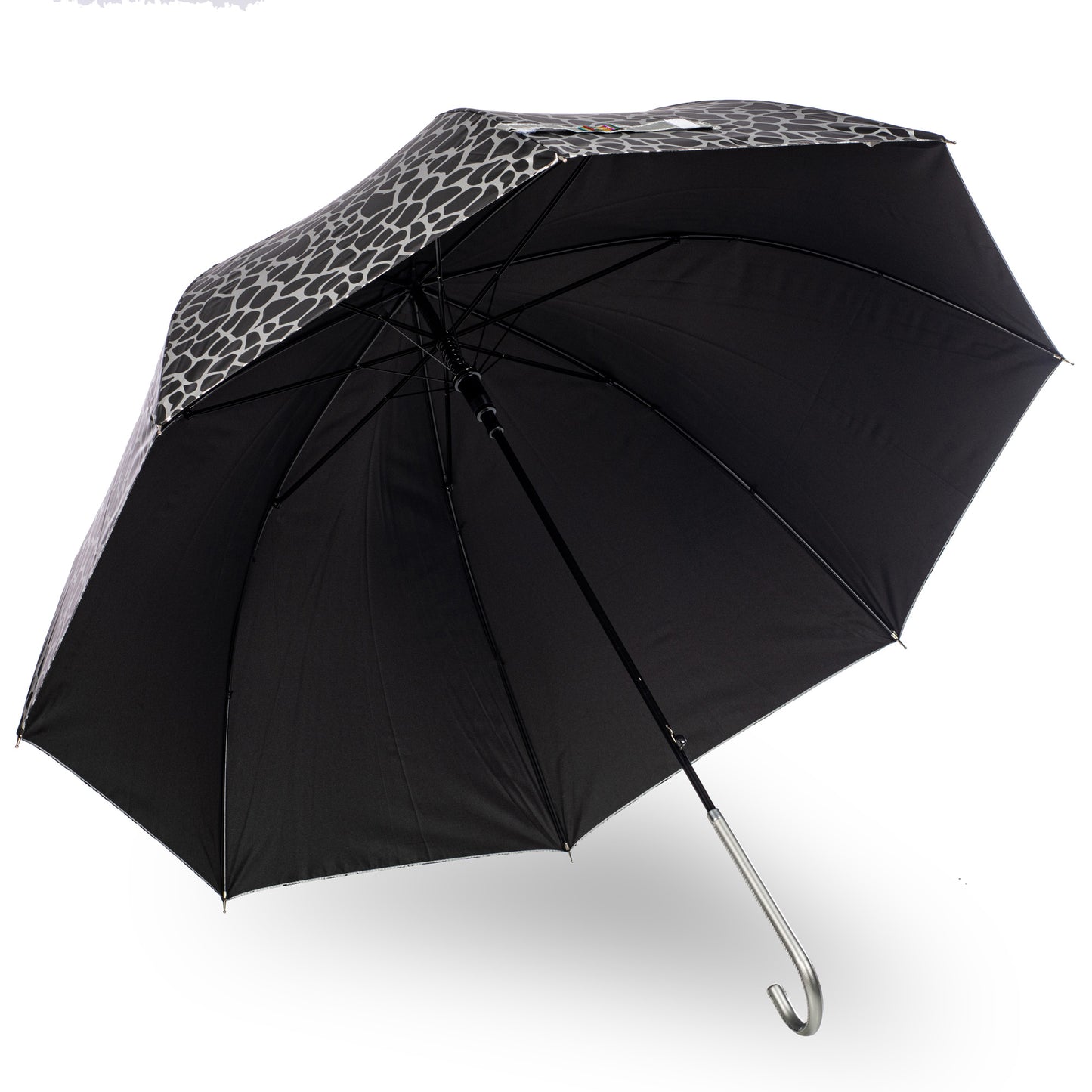Everyday Giraffe Print (Metallic) Silver Stick Umbrella