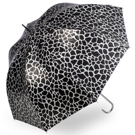 Everyday Giraffe Print (Metallic) Silver Stick Umbrella