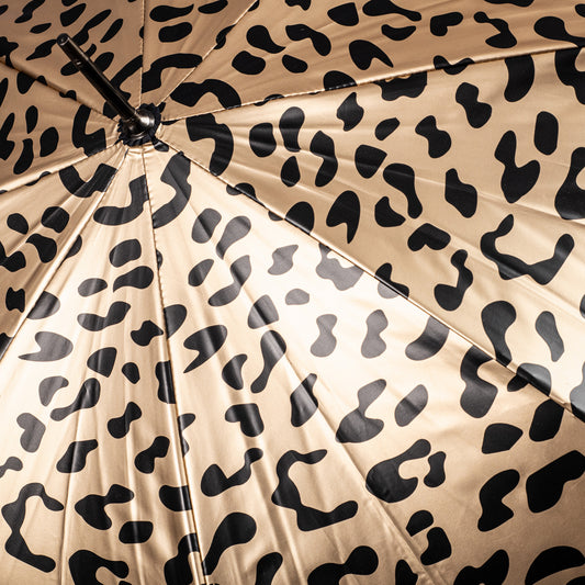 Everyday Leopard Print (Metallic) Gold Stick umbrella