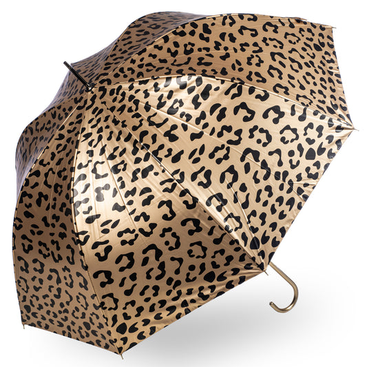 Everyday Leopard Print (Metallic) Gold Stick umbrella