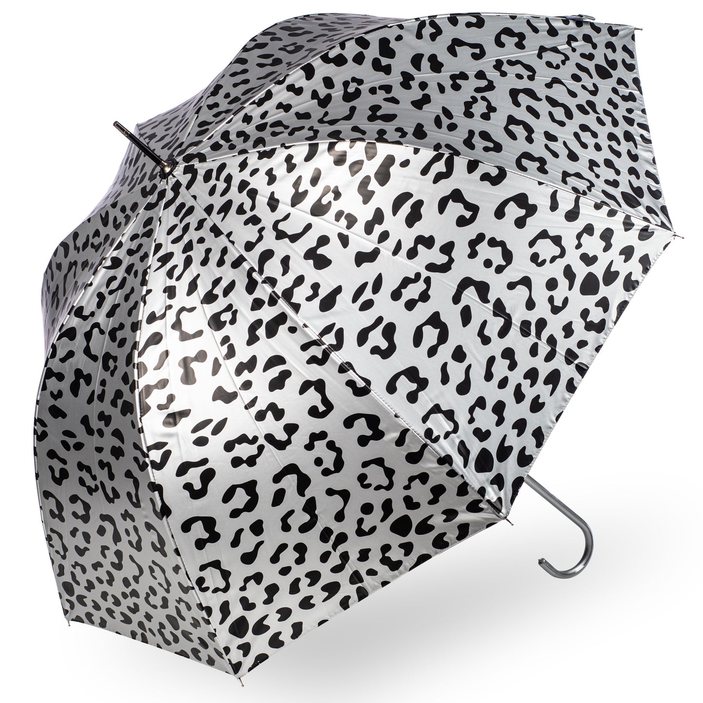 Everyday Leopard Print (metallic) Silver Stick umbrella