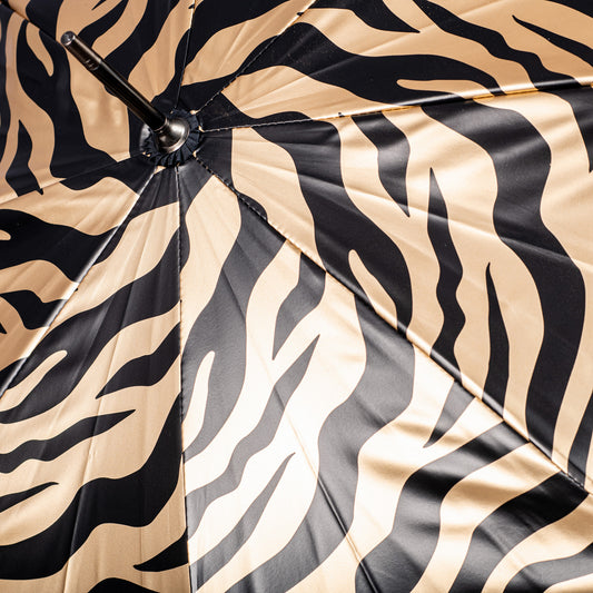 Everyday Zebra Print (Metallic) Gold Stick Umbrella