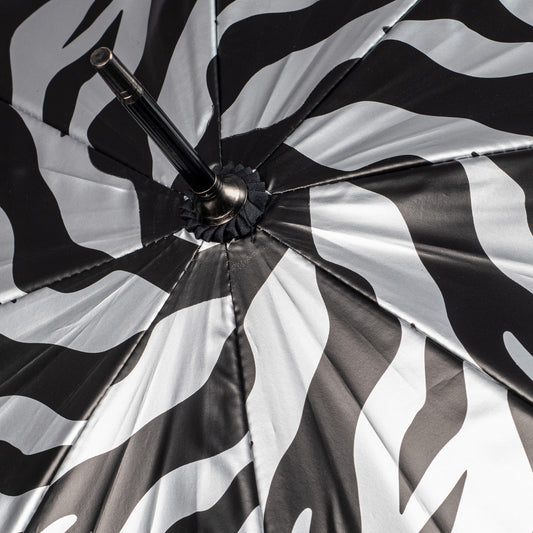 Everyday Zebra Print (Metallic) Silver Stick Umbrella