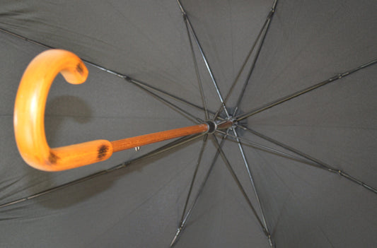 Gents Auto Stick Umbrella w/wood hooked handle