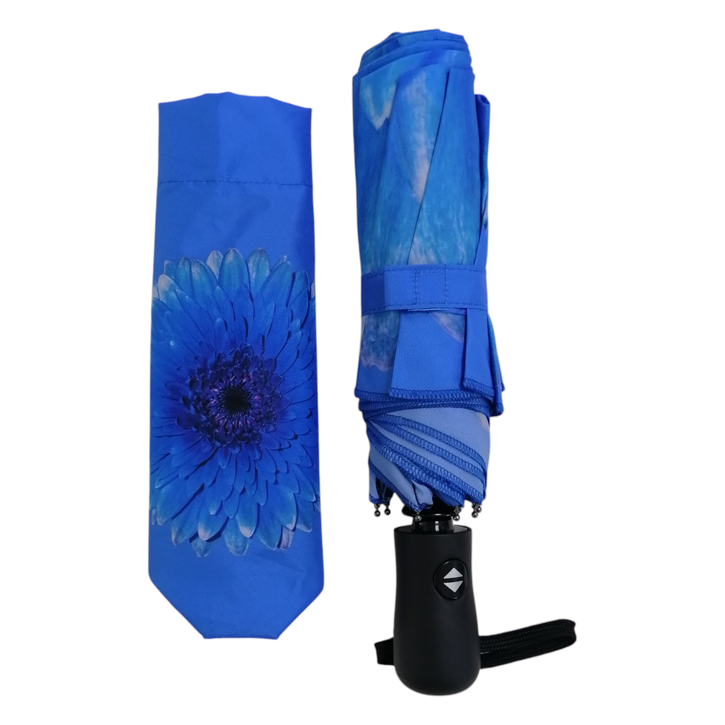 StormKing Folding Floral Umbrella Blue Daisy