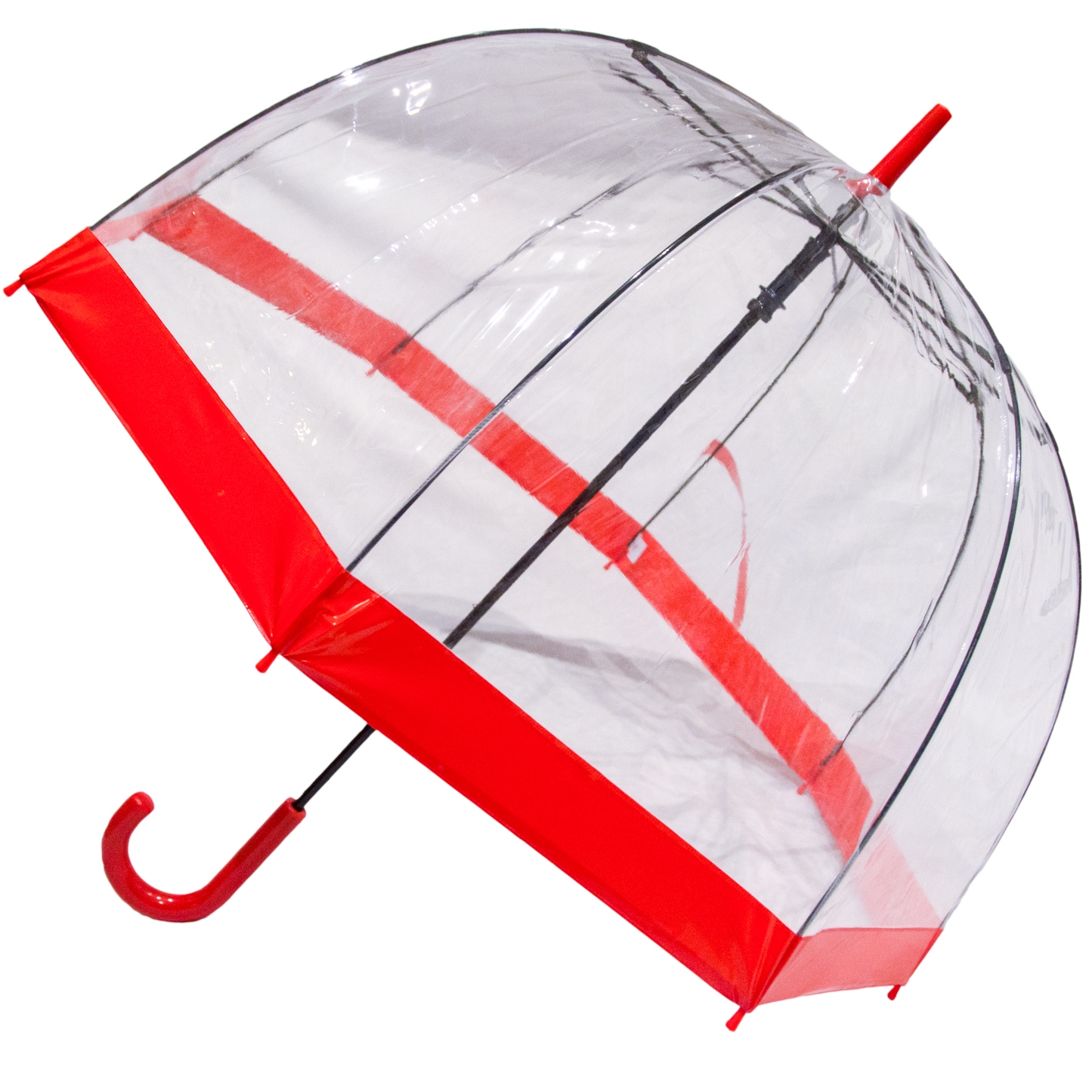 Everyday Clear Vinyl Dome Umbrella Red