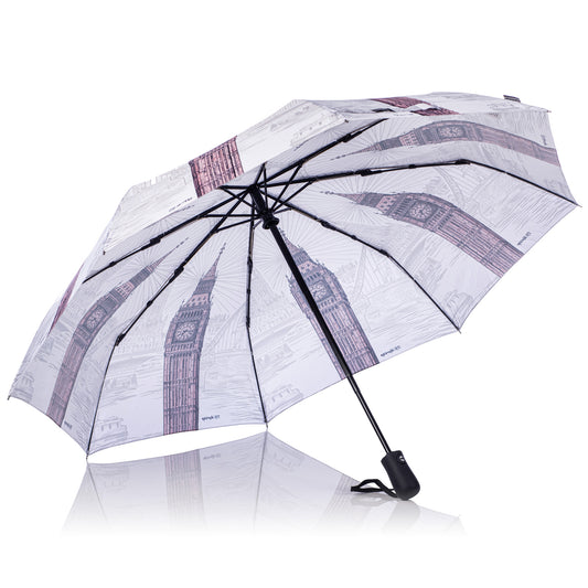 StormKing Folding City Umbrella London Black and White by Soake