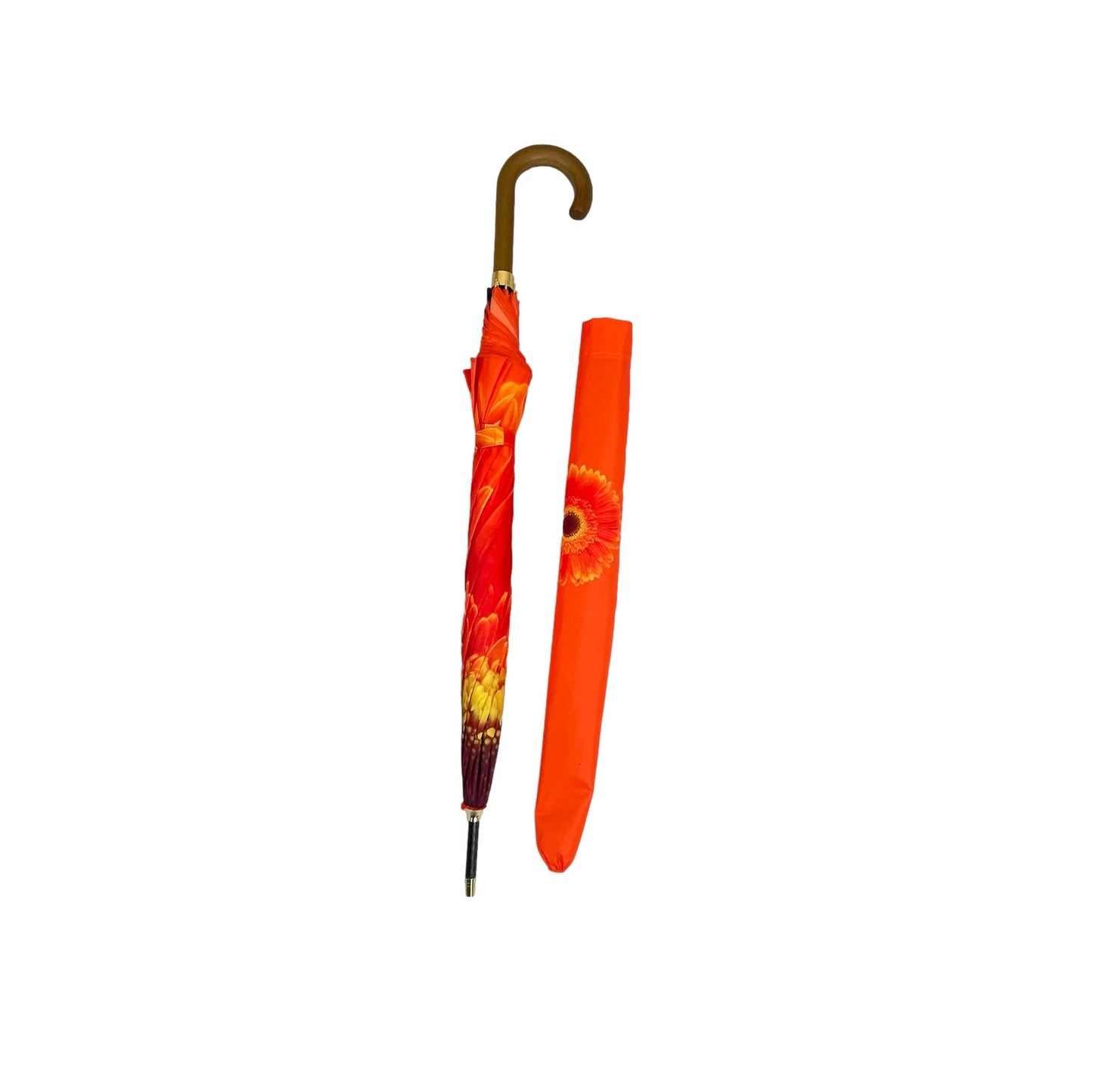 StormKing Floral Orange Daisy Classic Stick Umbrella