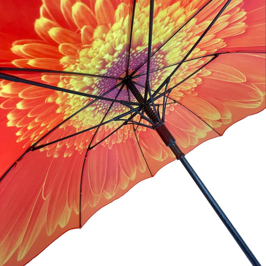StormKing Floral Orange Daisy Classic Stick Umbrella