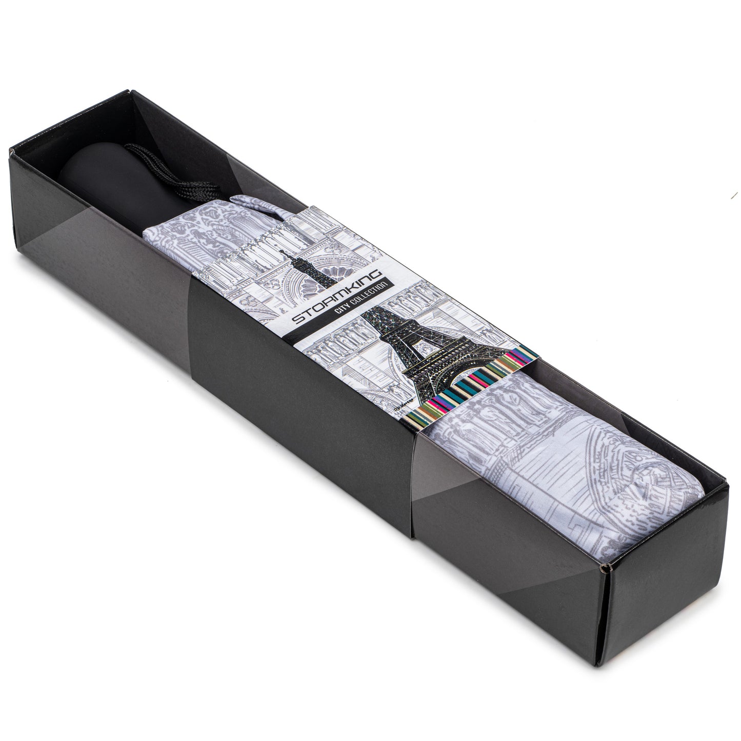 StormKing Folding City Umbrella Paris Black and White by Soake