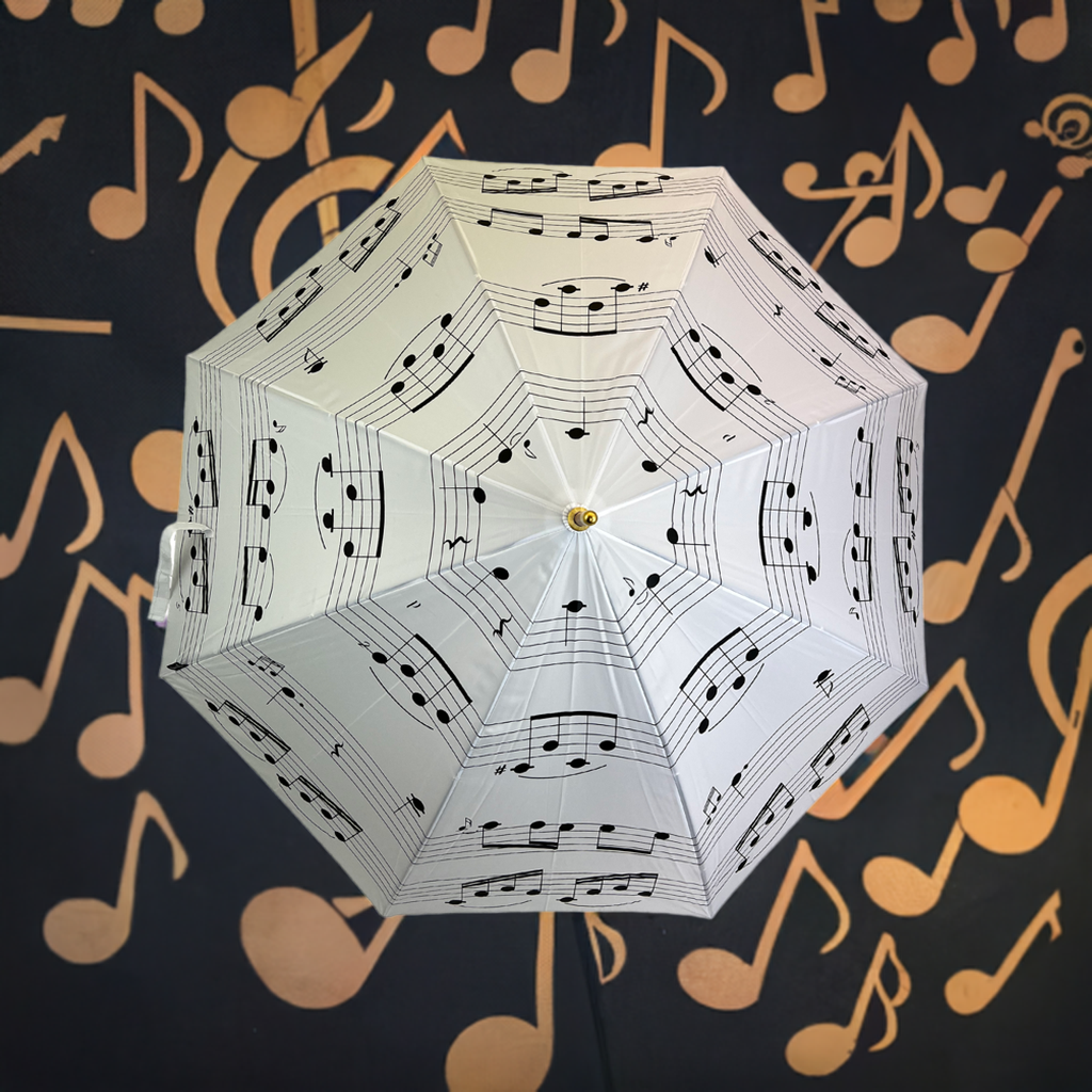 Black Music Umbrella with White Notes