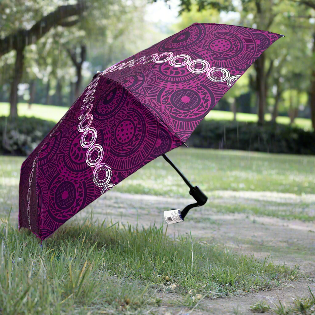 Annie Phillips Circles Folding Umbrella Purple
