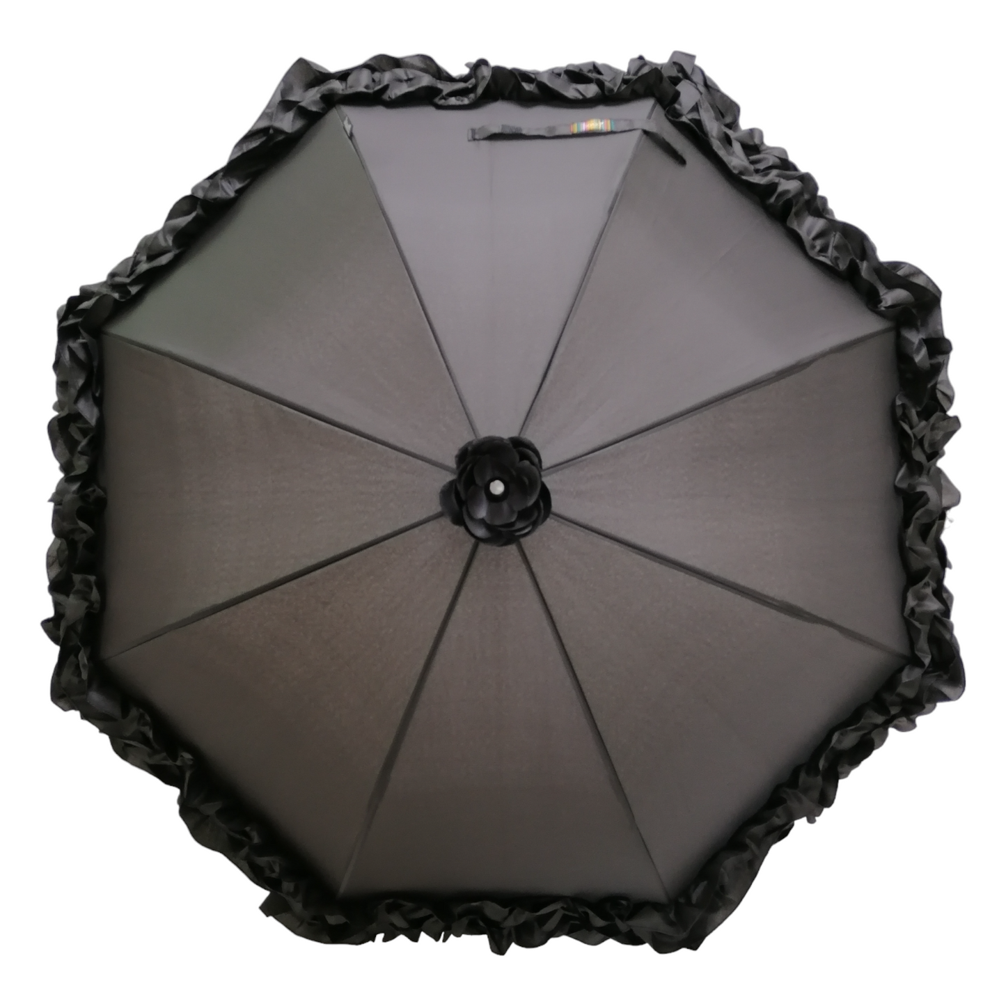 Boutique Triple Frill Stick Auto umbrella Black