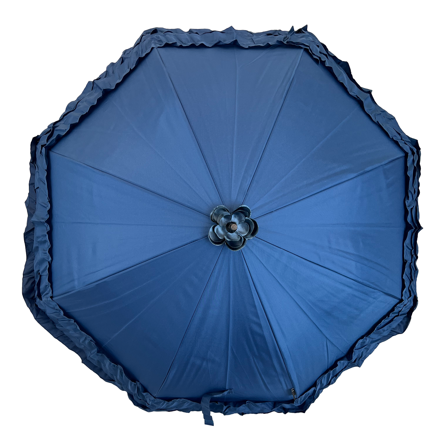 Boutique Triple Frill Stick Auto Umbrella Navy