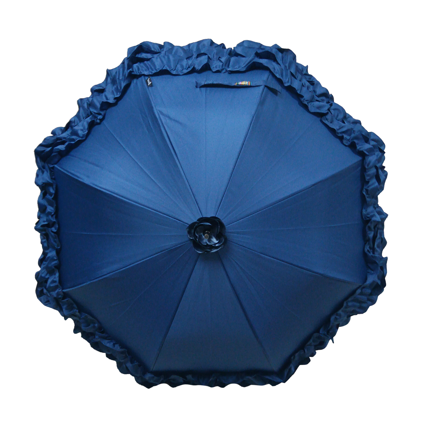 Boutique Triple Frill Stick Auto Umbrella Navy