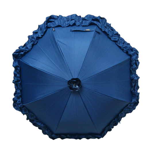 Boutique Triple Frill Stick Auto Umbrella Navy
