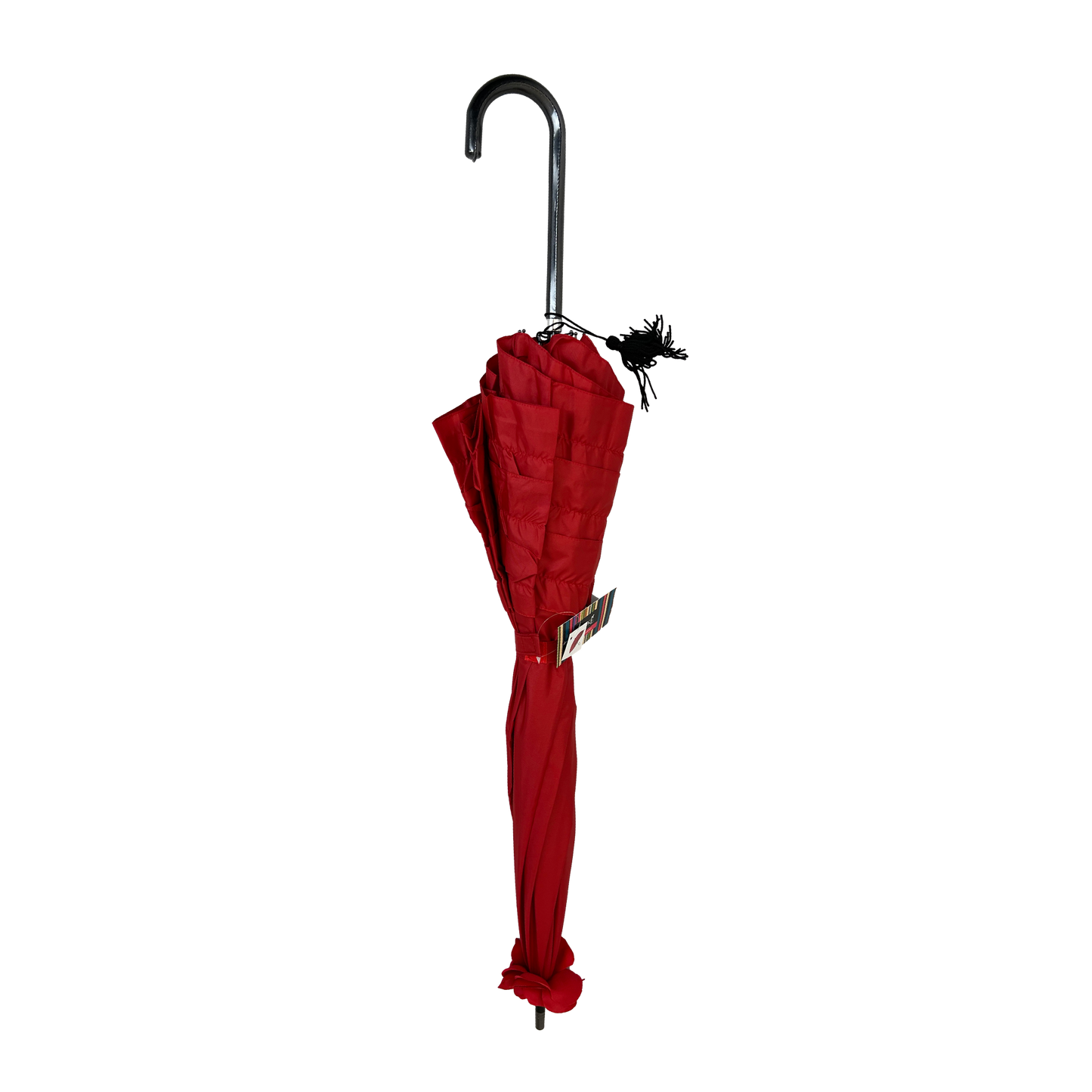 Boutique Triple Frill Stick Auto Umbrella RED